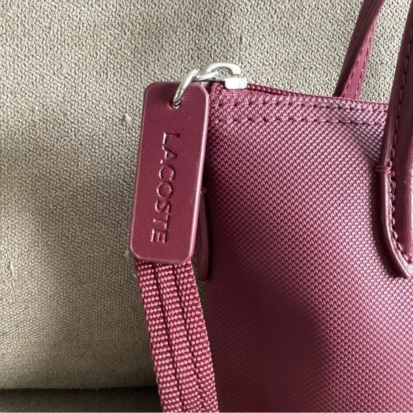 Plum Burgandy Lacoste Mini Crossbody Bag Purse For Women Girls Alligator - Picture 4 of 7